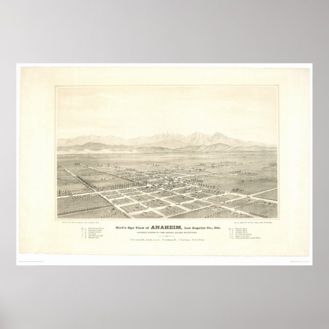 Anaheim, CA. Panoramic Map (0025A) - Restored Poster (Front)