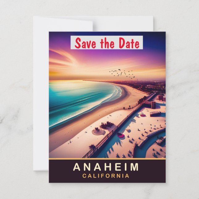 Anaheim California Beach Sunset Wedding Invitation (Front)