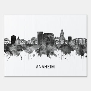 Anaheim California Skyline BW Sign