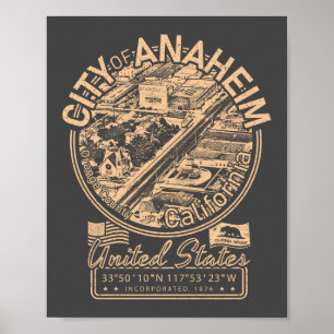 ANAHEIM CALIFORNIA VINTAGE - CITY OF ANAHEIM CA POSTER