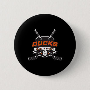 Anaheim Ducks Hockey Sticks White Officially Licen Button