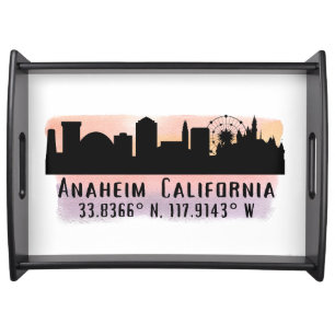Anaheim Skyline Latitude and Longitude Serving Tray