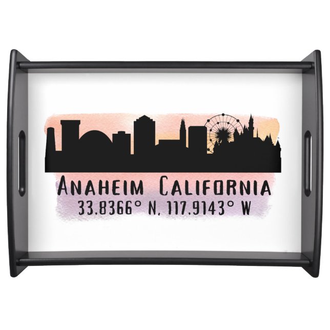 Anaheim Skyline Latitude and Longitude  Serving Tray (Front)