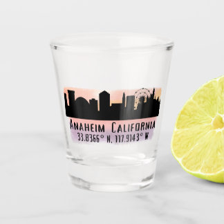 Anaheim Skyline Latitude and Longitude Shot Glass