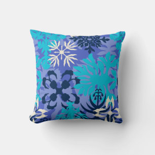 Anahola Bay Hawaiian Abstract Floral Peri Throw Pillow