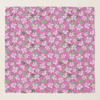 Anaina Hou Hawaiian Tropical Floral Magenta Scarf
