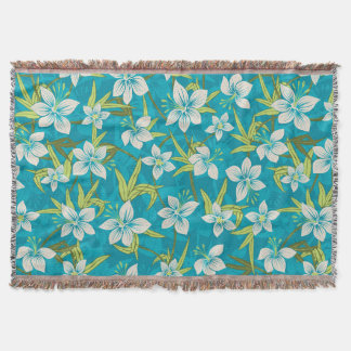 Anaina Hou Hawaiian Tropical Floral Throw Blanket