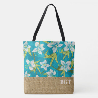 Anaina Hou Hawaiian Tropical Monogram Beach Bag