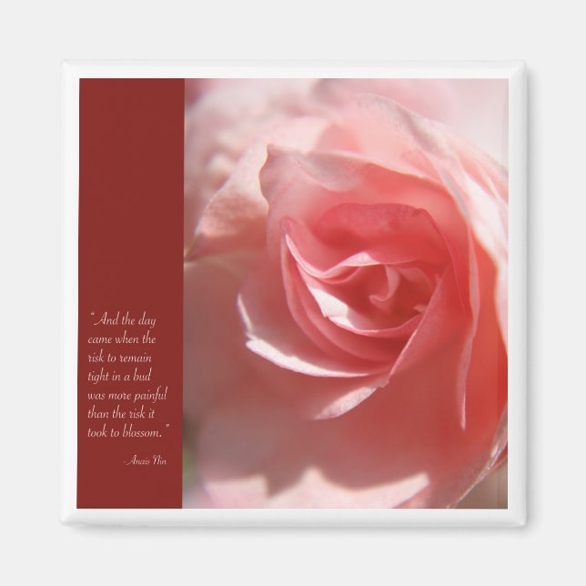 Anais Nin Quote magnet in Pink (Front)