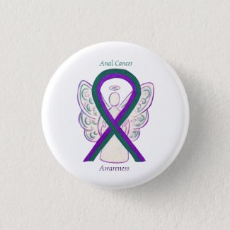 Anal Cancer Awareness Ribbon Angel Button Pins
