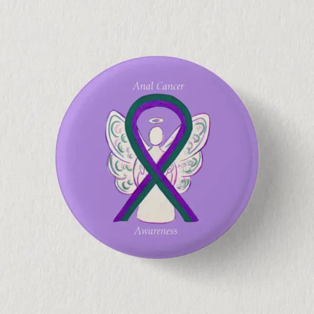 Anal Cancer Awareness Ribbon Angel Button Pins Zazzle