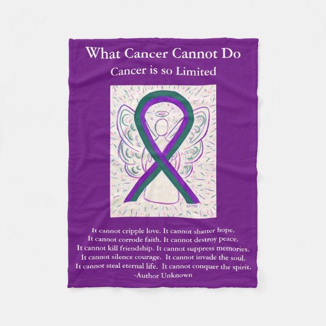 Anal Cancer Awareness Ribbon Angel Chemo Blankets (Front)