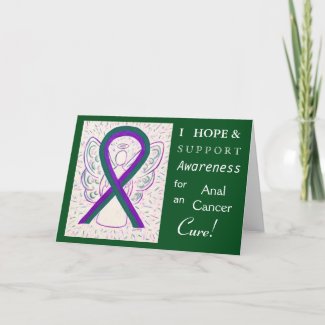 Anal Cancer Awareness Ribbon Angel Greeting Card