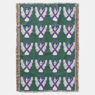 Anal Cancer Awareness Ribbon Angel Throw Blankets