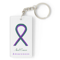Anal Cancer Awareness Ribbon Art Custom Keychains