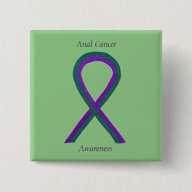 Anal Cancer Awareness Ribbon Custom Button Pins (Front)