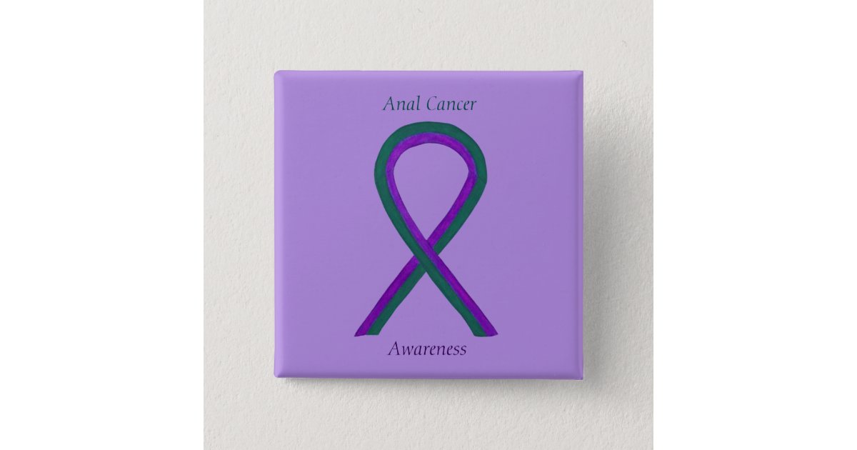 Anal Cancer Awareness Ribbon Custom Button Pins
