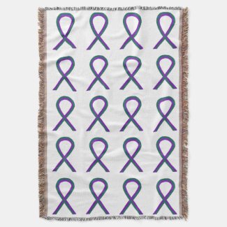 Anal Cancer Awareness Ribbon Custom Throw Blankets