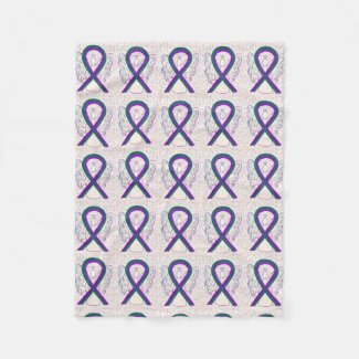 Anal Cancer Awareness Ribbon Fleece Angel Blankets