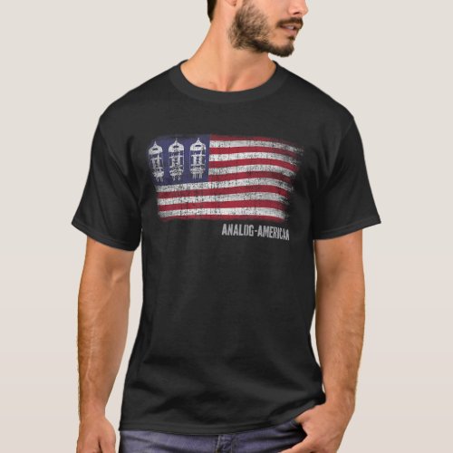 Analog American Flag Vacuum Tube radio amp T_Shirt