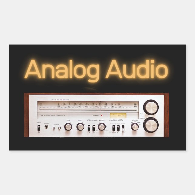 Analog Audio Old HI FI Rectangular Sticker (Front)