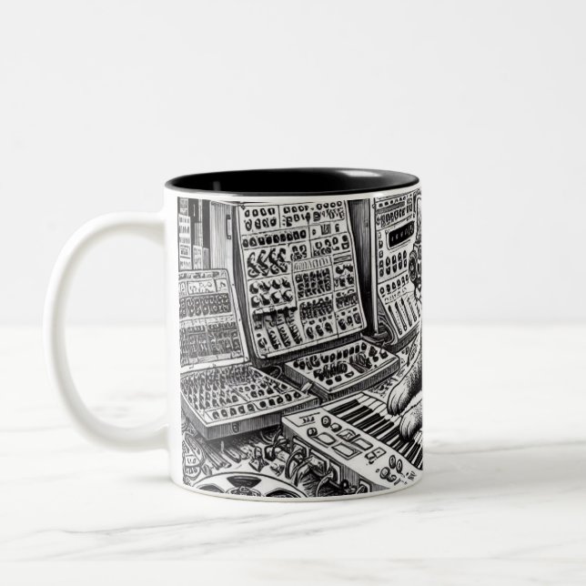 Analog Cat Symphony Mousepad Two-Tone Coffee Mug (Left)