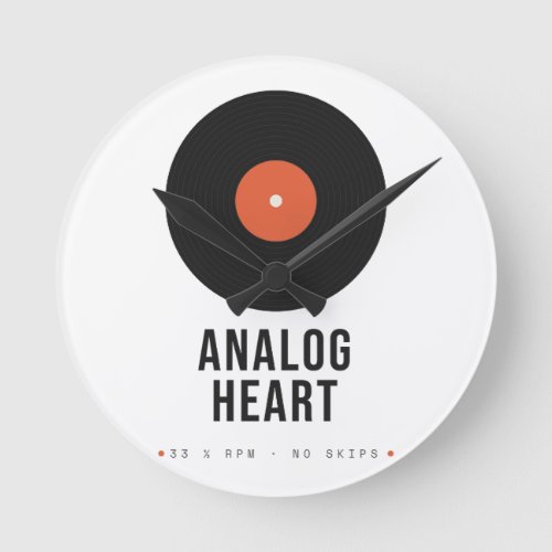 Analog Heart Retro Vinyl Record Acrylic Wall Clock
