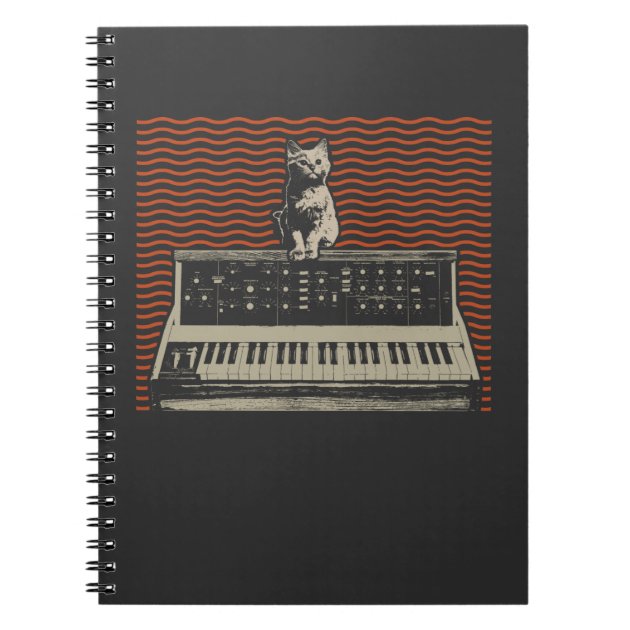 Analog Modular Synthesizer Cat Music Producer Notebook | Zazzle