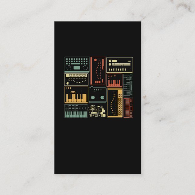 Analog Modular Synthesizer Music Producer Keyboard Business Card (Front)