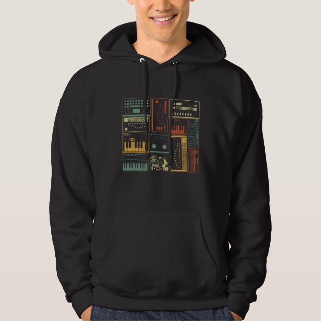 Analog Modular Synthesizer Music Producer Keyboard Hoodie (Front)