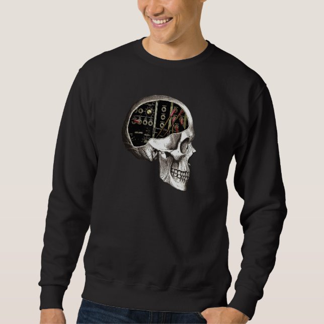 Analog Modular Synthesizer Skull For Synth Nerd Sweatshirt (Front)