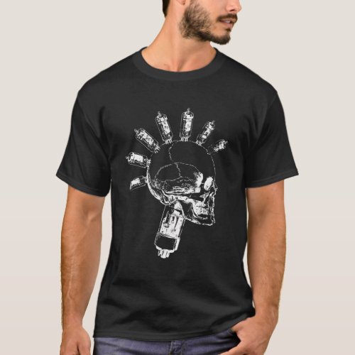 Analog Punk Radio Tube Anatomical Skull T_Shirt