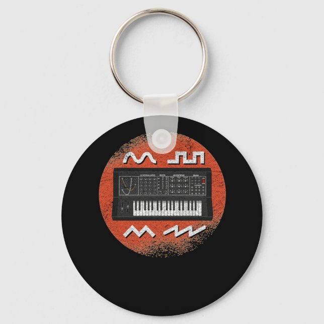 Analog Retro Synthesizer Envelope Waveforms Synths Keychain (Front)