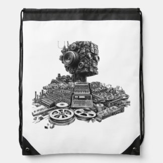 Analog Robot Head: Modular Synth Design Drawstring Bag