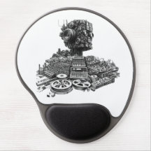 Analog Robot Head: Modular Synth Design Mousepad