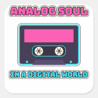 Analog Soul In A Digital World Retro Cassette Square Sticker