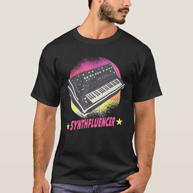Analog Synthesizer - Synthfluencer - Synth Retro P T-Shirt (Front)