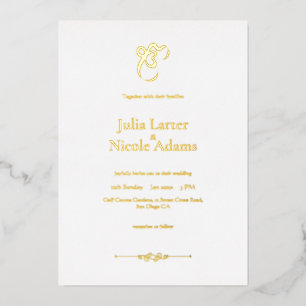 Anand Karaj Ek Onkar Sikh Minimalist Wedding Foil Invitation