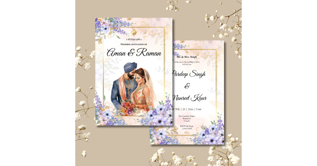 Anand Karaj invitation Sikh wedding cards Zazzle
