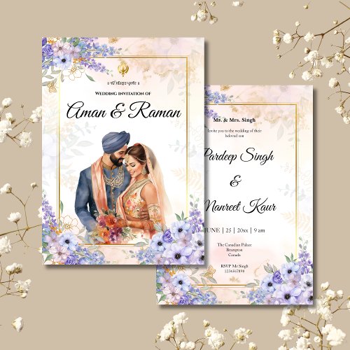 Anand Karaj invitation Sikh wedding cards