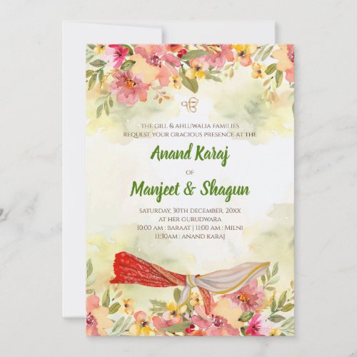 Anand Karaj invitations  Sikh wedding cards