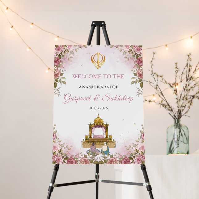 Anand Karaj Sign, Panjabi Wedding Sign (In Situ (Stand))