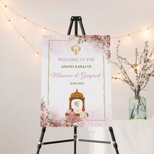 Anand Karaj Sign, Panjabi Wedding Sign  (In Situ (Stand))