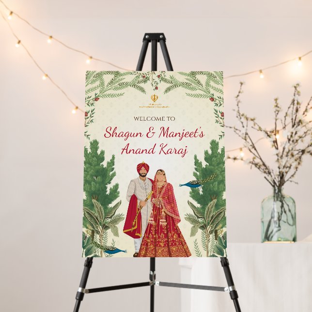 Anand Karaj Signs Punjabi Wedding Welcome Signs (In Situ (Stand))