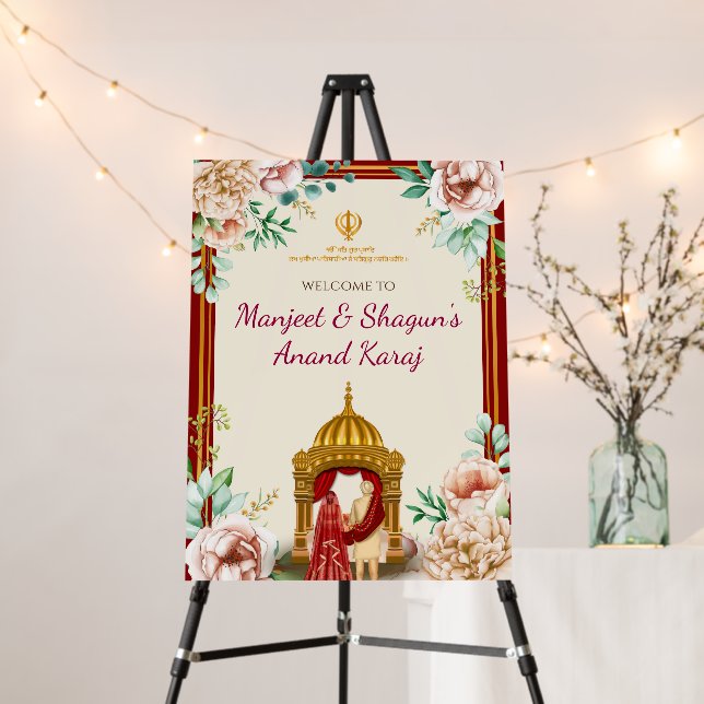 Anand Karaj Signs Punjabi Wedding Welcome Signs (In Situ (Stand))