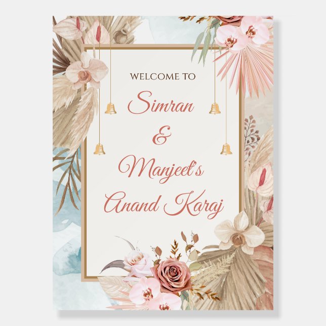 Anand Karaj signs & Sikh wedding welcome signs (Front)
