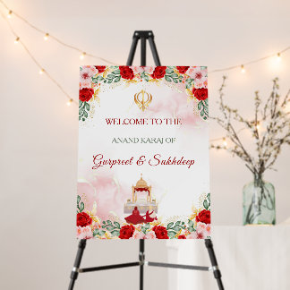 Anand Karaj Welcome Sign, Sikh Wedding Foam Board