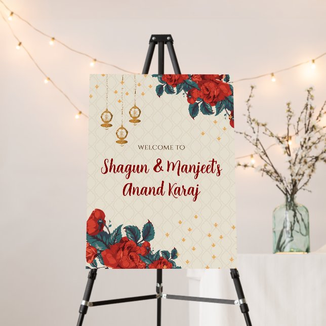 Anand Karaj welcome Sign Sikh Wedding Sign (In Situ (Stand))