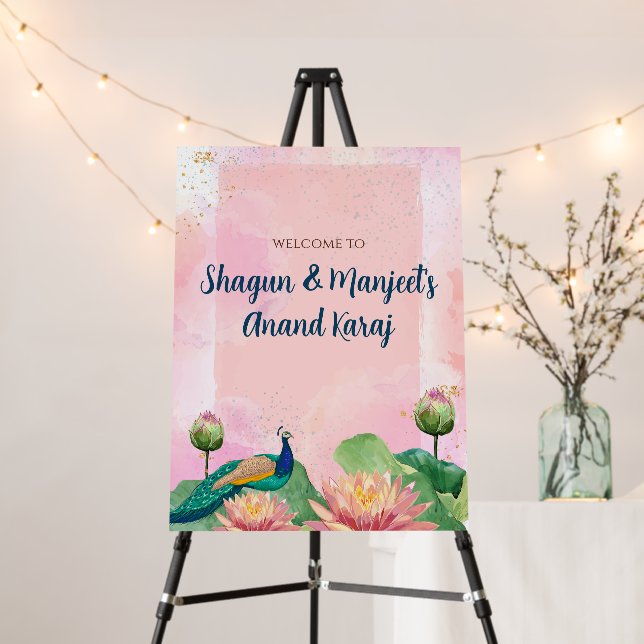 Anand Karaj welcome Sign Sikh Wedding welcome Sign (In Situ (Stand))