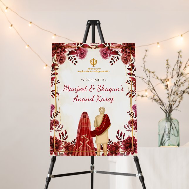 Anand Karaj welcome signs Punjabi Wedding Signs (In Situ (Stand))